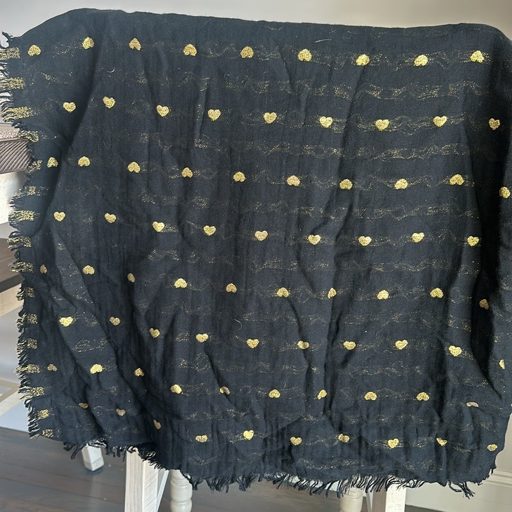 Azure Skies Heart Gold Trim Scarf